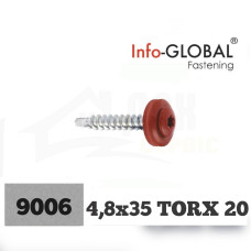 Покрівельні саморізи Info-Global 4,8 х 35 (250 шт) TORX 20 RAL 9006